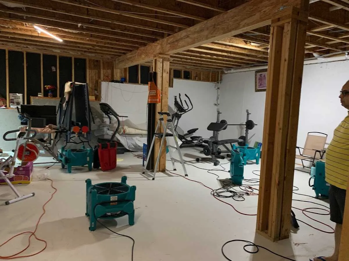 Basement drying equipment setup for Structural Drying in Murphysboro